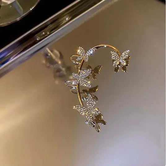 Korean Diamond Butterfly Ear Hook Clip