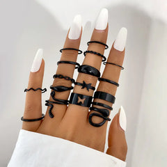 Heart Black Rings Set