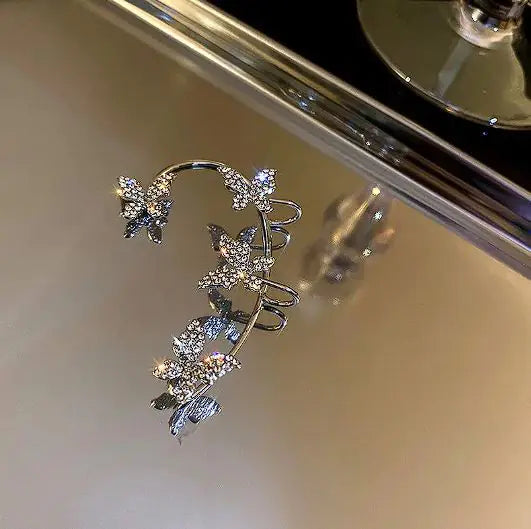 Korean Diamond Butterfly Ear Hook Clip