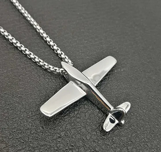 Jewelry Titanium Steel Gold Plated Airplane Shape Pendant Necklace